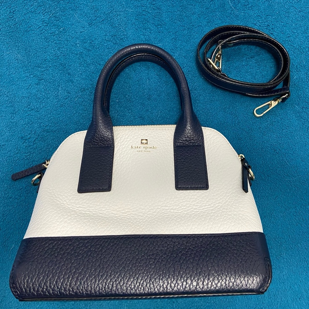 Kate Spade Cream and Navy Bowling Bag